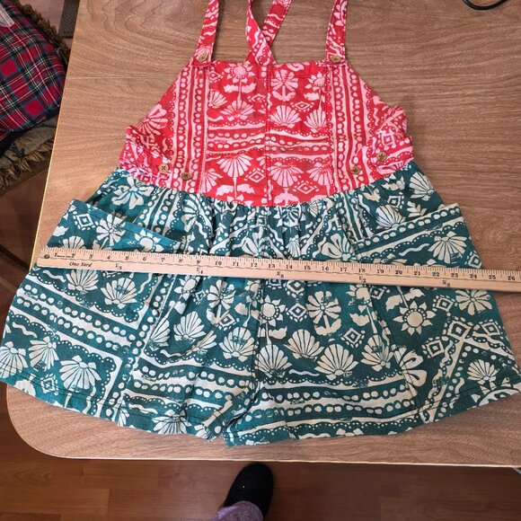 Free People Red Palm Bay Printed Shortalls Multicolor Floral Print Pockets Large - Picture 12 of 16